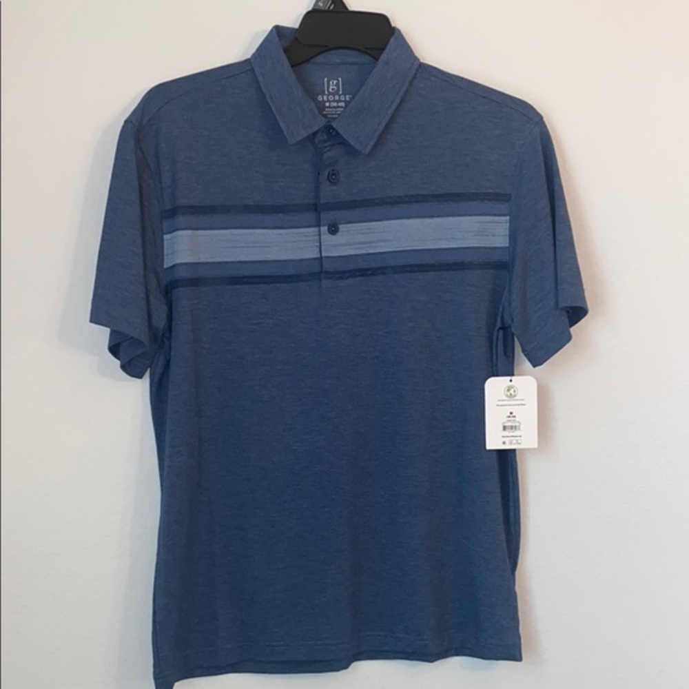 George Men's Polo Shirt in Blue with Stripes